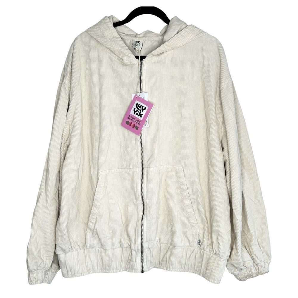 Lucy & Yak Wesley Corduroy Oversize Hoodie Jacket Medium Coastal Beachy Zip NEW